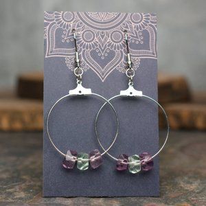 Fluorite Faceted Rondelle Hoop Earrings - Choose the pair you want